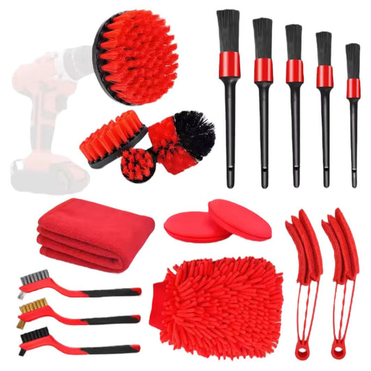 Kit 18 Piezas Limpieza De Auto Interior Y Exterior
