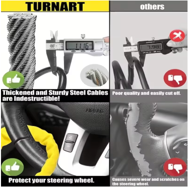 seguridad de Cable de acero antirrobo con bloqueo de volante de coche
