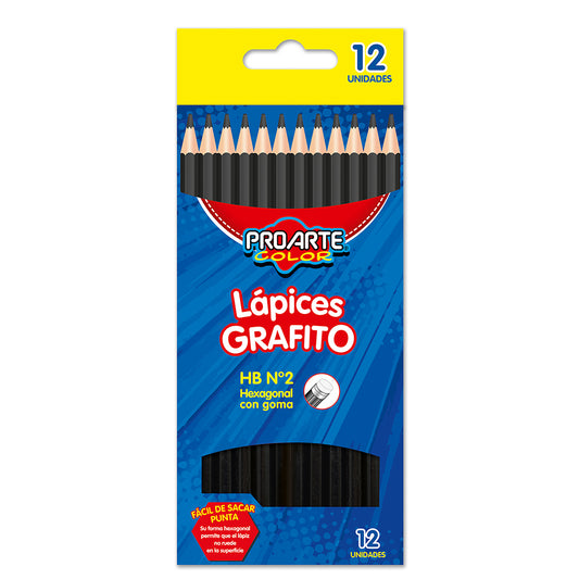 LAPICES GRAFITO HEXAGON.No2 HB C/GOMA C/12 uni