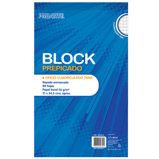 BLOCK PREPICADO PROARTE OFICIO 80 HJ 7mm