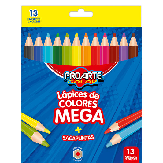 LAPICES DE COLOR PROARTE MEGA JUMBO 12 C/SAC.