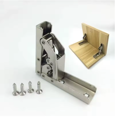 Bisagra plegable de 90 grados sin agujeros, soportes de patas de mesa, resorte plano de 180 grados, Conector de Hardware para muebles