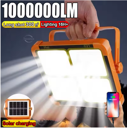 Lampara Solar recargable para exteriores, reflector LED portátil, proyector recargable, lámpara de construcción