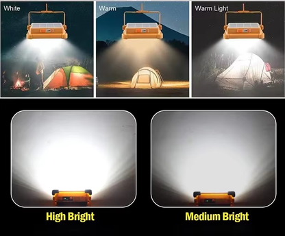 Lampara Solar recargable para exteriores, reflector LED portátil, proyector recargable, lámpara de construcción
