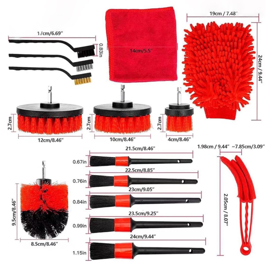 Kit 18 Piezas Limpieza De Auto Interior Y Exterior
