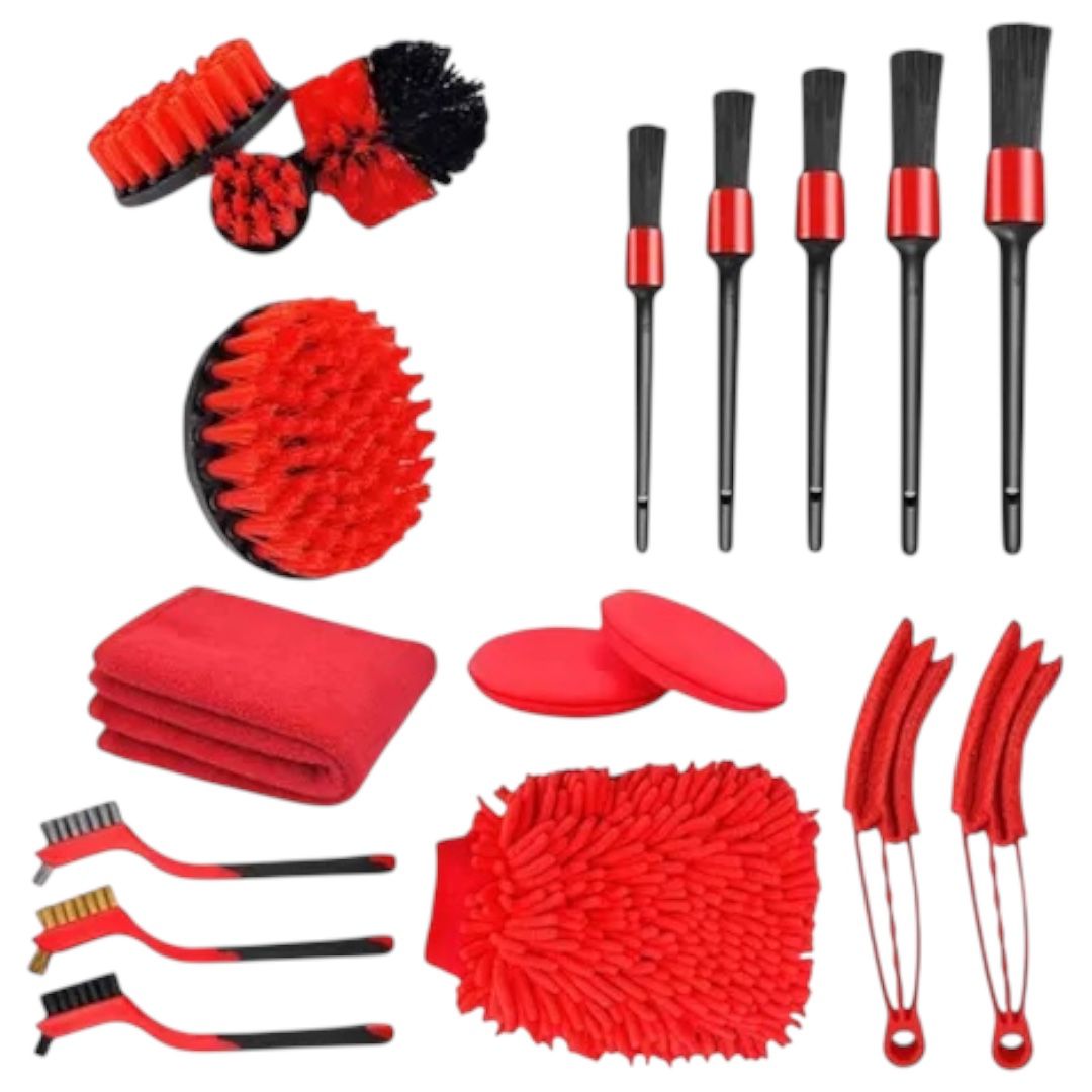 Kit 18 Piezas Limpieza De Auto Interior Y Exterior