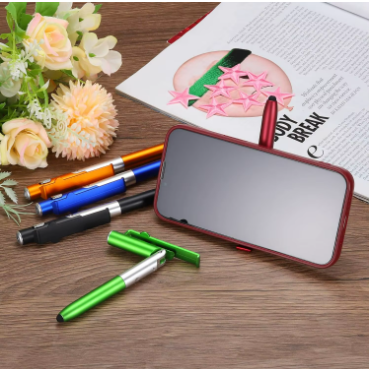 Bolígrafo multifunción 4 en 1 con luz LED, soporte plegable para teléfono, lectura nocturna, escritura, lápiz, oficina, escuela, papelería para estudiantes