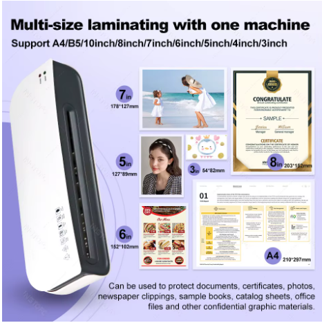 Máquina laminadora de escritorio SL289, tamaño A4, sistema de laminación en frío y caliente, 2 rodillos, 9 pulgadas de ancho máximo para A4/A5/A6/4R/3R/2R