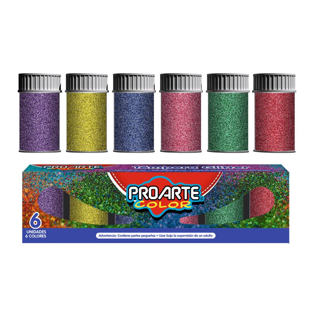 Pack 6colores Temperas Glitter Proarte