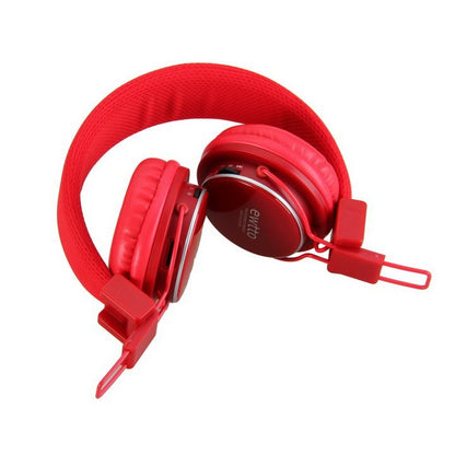 Hot Selling Ewtto 3.5mm Foldable Stereo Headphones Earphones Headset With Microphone FM/TF Card Headphone For Iphone 5s MP3