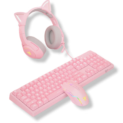 SET AUDIFONO BT. PINK C/TECLADO Y MOUSE